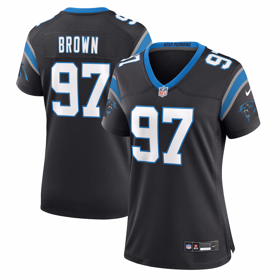 Women's Carolina Panthers Bobby Brown Nike Black Team Game Jersey - Jersey