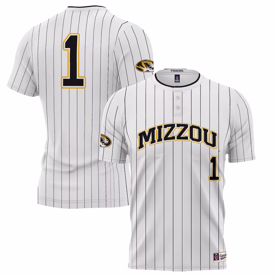 #1 Missouri Tigers GameDay Greats Youth Lightweight Softball Jersey - White - Jersey