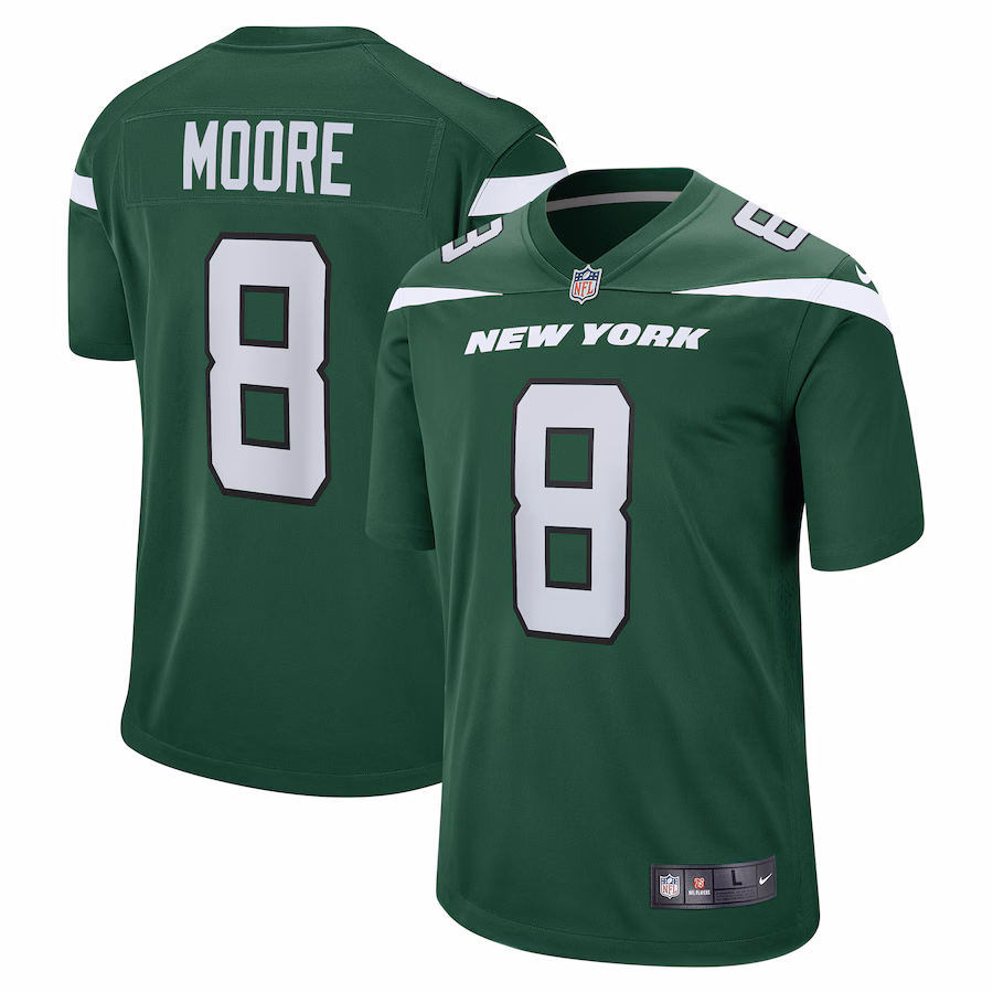 Men's New York Jets Elijah Moore Nike Gotham Green Game Jersey - Jersey