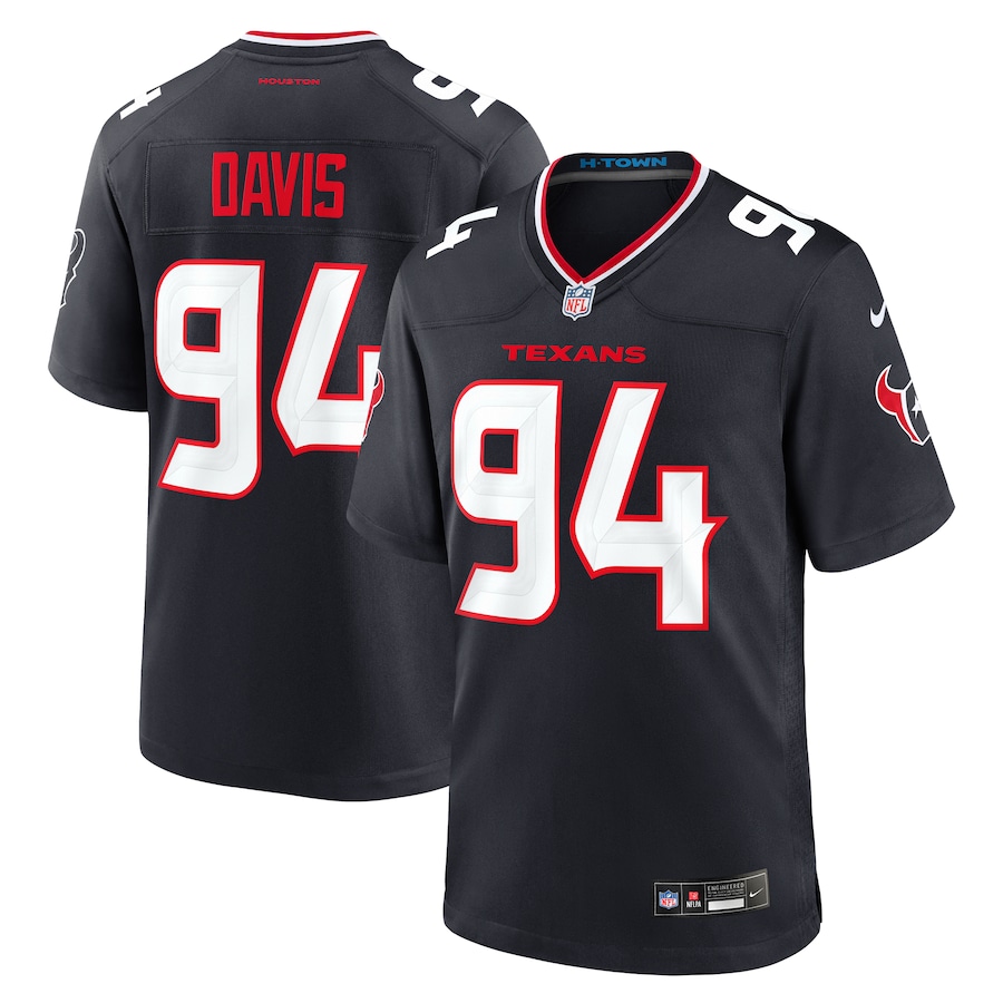 Men's Houston Texans Khalil Davis Nike Navy Team Game Jersey - Jersey