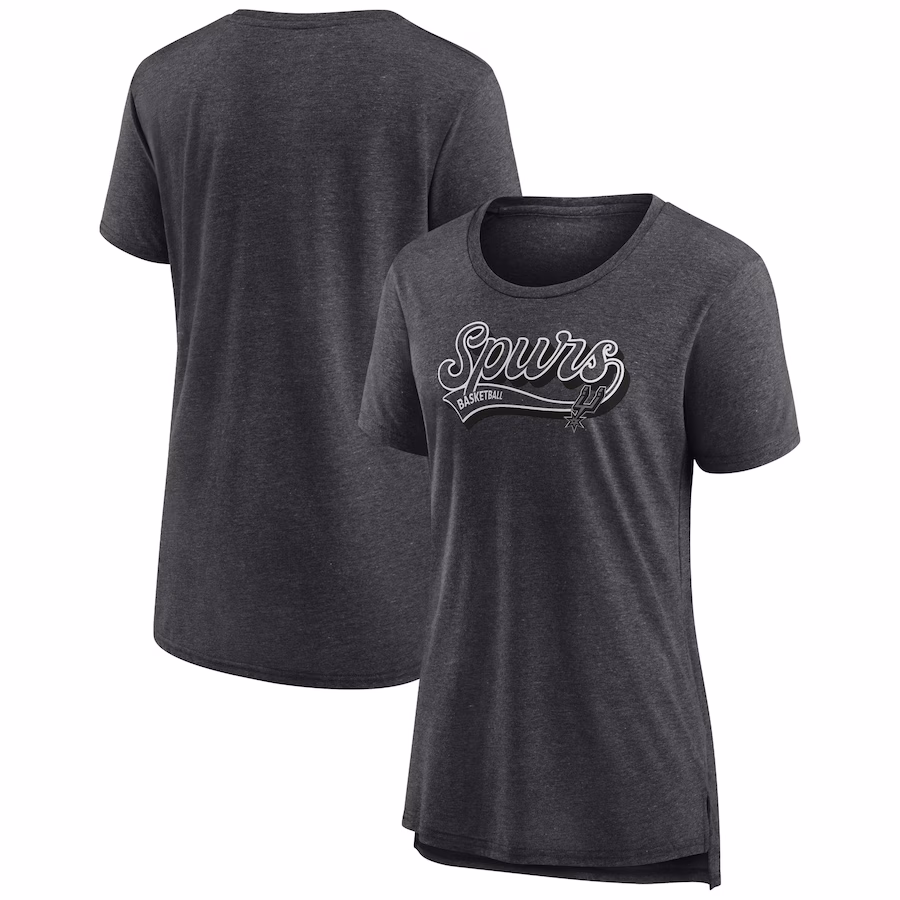 Women's San Antonio Spurs Fanatics Heather Charcoal League Leader Tri-Blend T-Shirt - Jersey