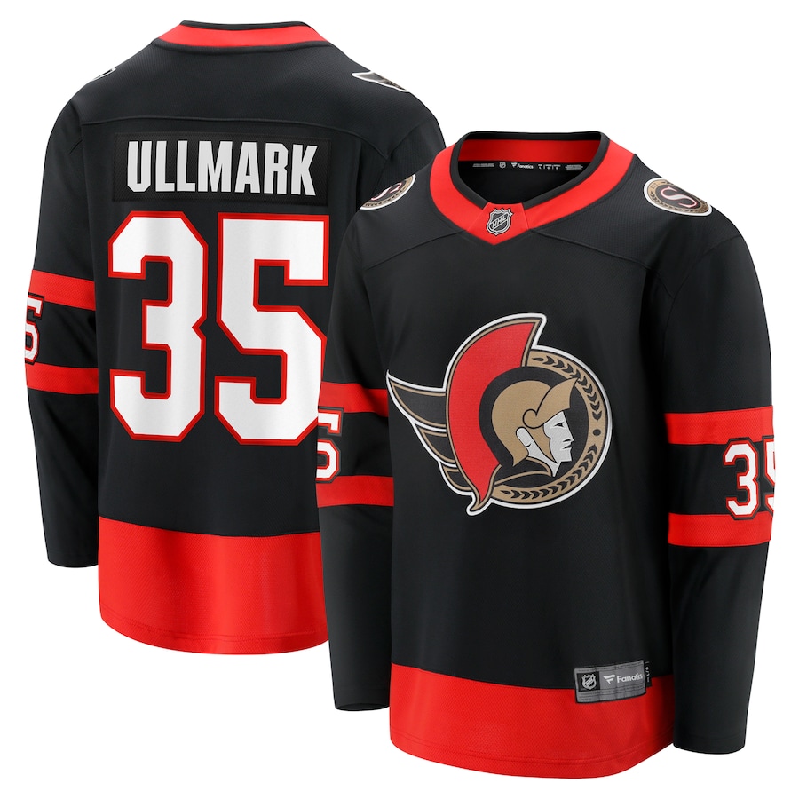 Men's Ottawa Senators Linus Ullmark Fanatics Black Home Premier Breakaway Player Jersey - Jersey