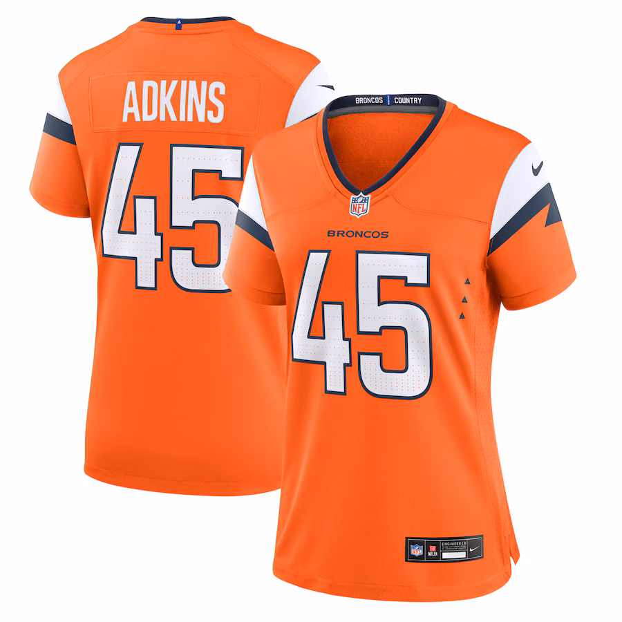 Women's Denver Broncos Nate Adkins Nike Orange Team Game Jersey - Jersey