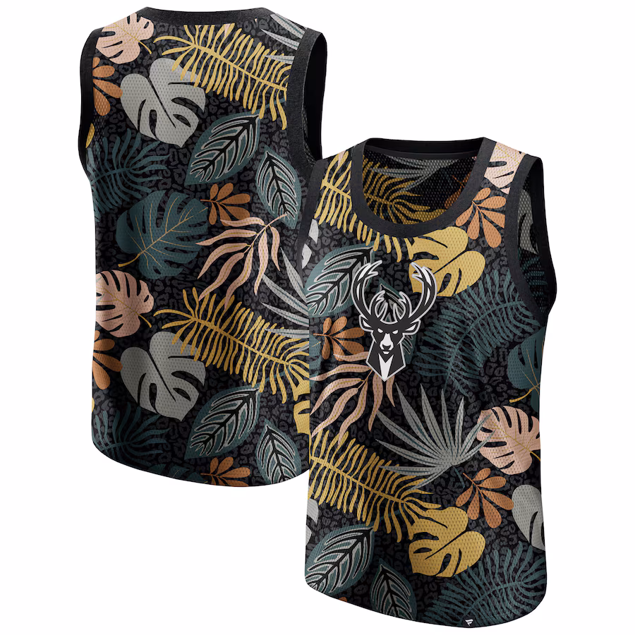 Men's Milwaukee Bucks  Fanatics Black Rocker Step Fashion Tank Top - Jersey