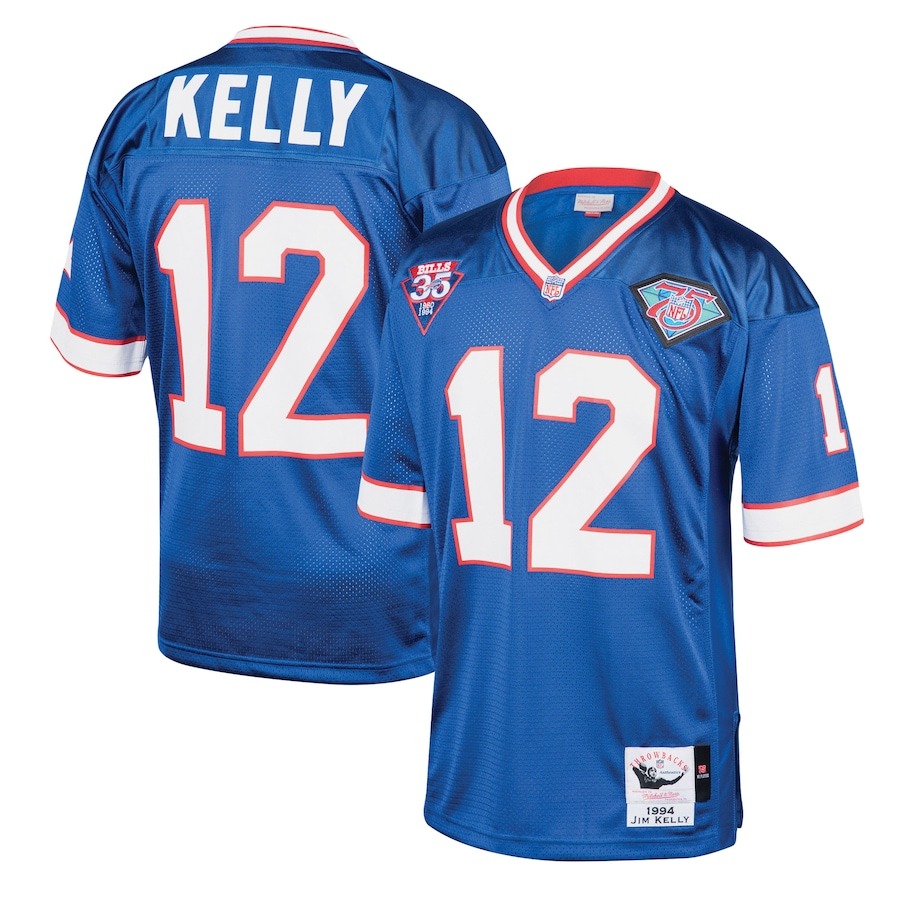 Men's Buffalo Bills 1994 Jim Kelly Mitchell & Ness Royal Authentic Throwback Retired Player Jersey - Jersey