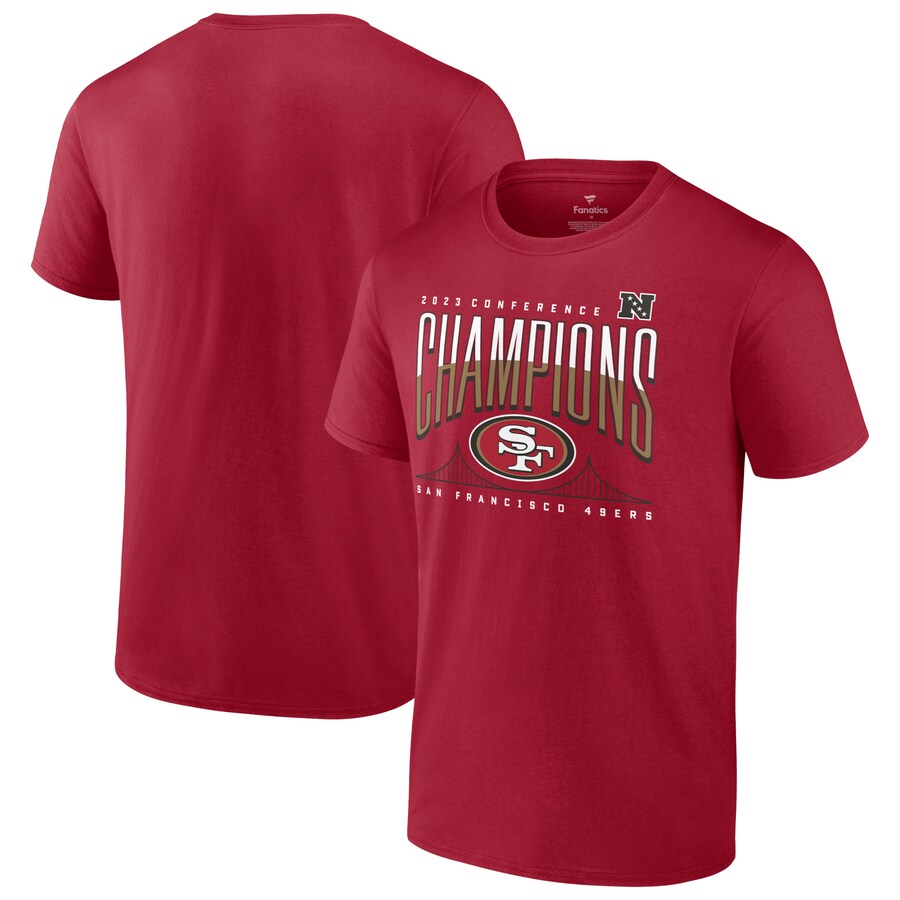 Men's San Francisco 49ers Fanatics Scarlet 2023 NFC Champions Hometown Not Done T-Shirt - Jersey