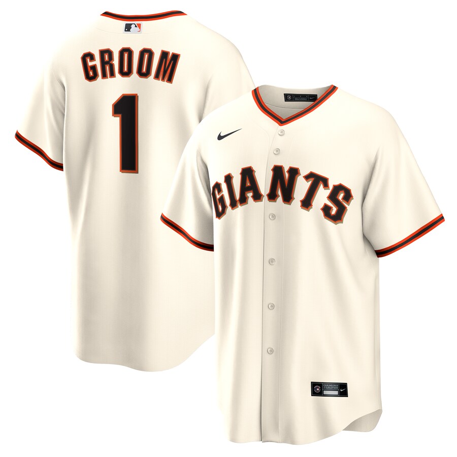 Men's San Francisco Giants Nike White #1 Groom Home Replica Jersey - Jersey