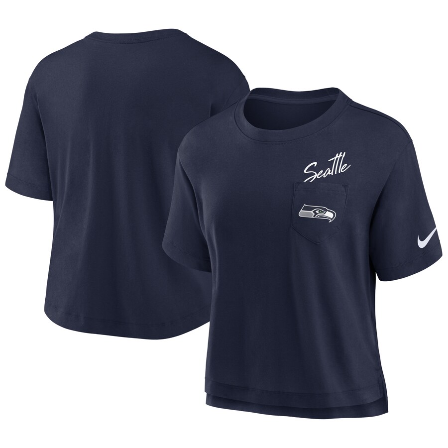 Women's Seattle Seahawks  Nike College Navy Performance Pocket T-Shirt - Jersey