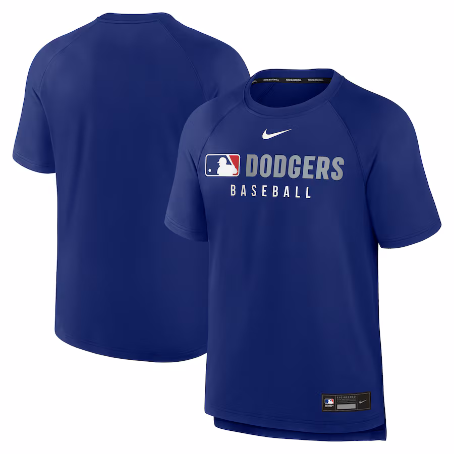 Men's Los Angeles Dodgers Nike Royal Authentic Collection Pregame Raglan Performance T-Shirt - Jersey