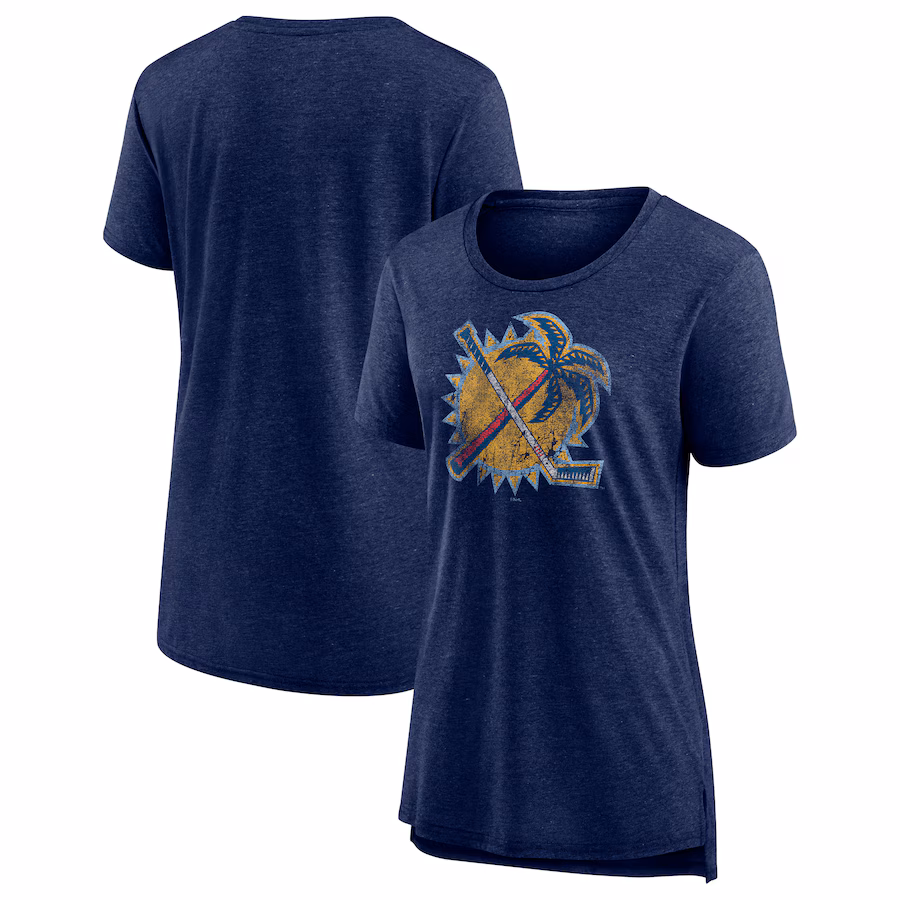 Women's Florida Panthers Navy Slow Whistle Tri-Blend T-Shirt - Jersey