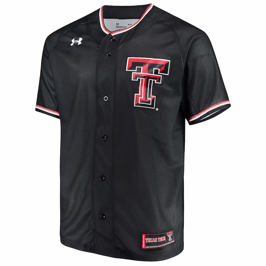 Texas Tech Red Raiders Under Armour Performance Replica Baseball Jersey - Black - Jersey