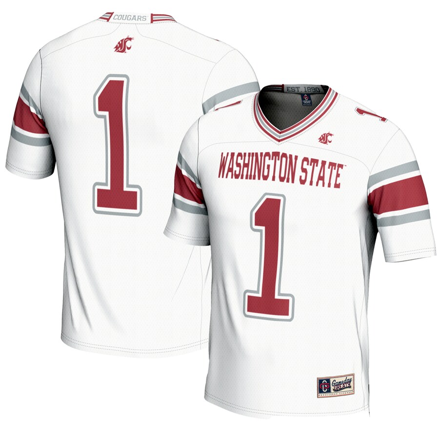 Men's GameDay Greats #1 White Washington State Cougars Endzone Football Jersey - Jersey