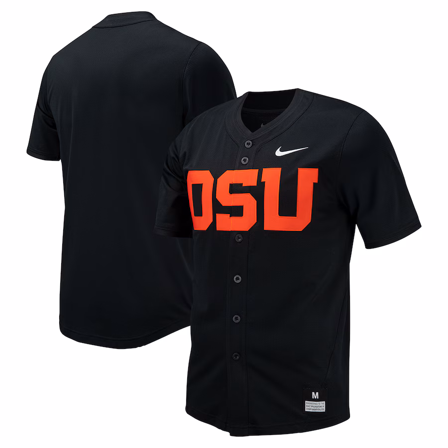 Men's Nike Black Oregon State Beavers Replica Full-Button Baseball Jersey - Jersey