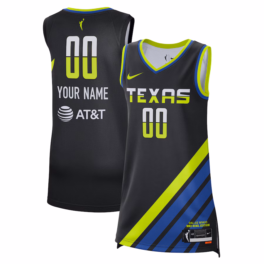 Unisex Dallas Wings  Nike Black Rebel Edition Custom Jersey - Jersey