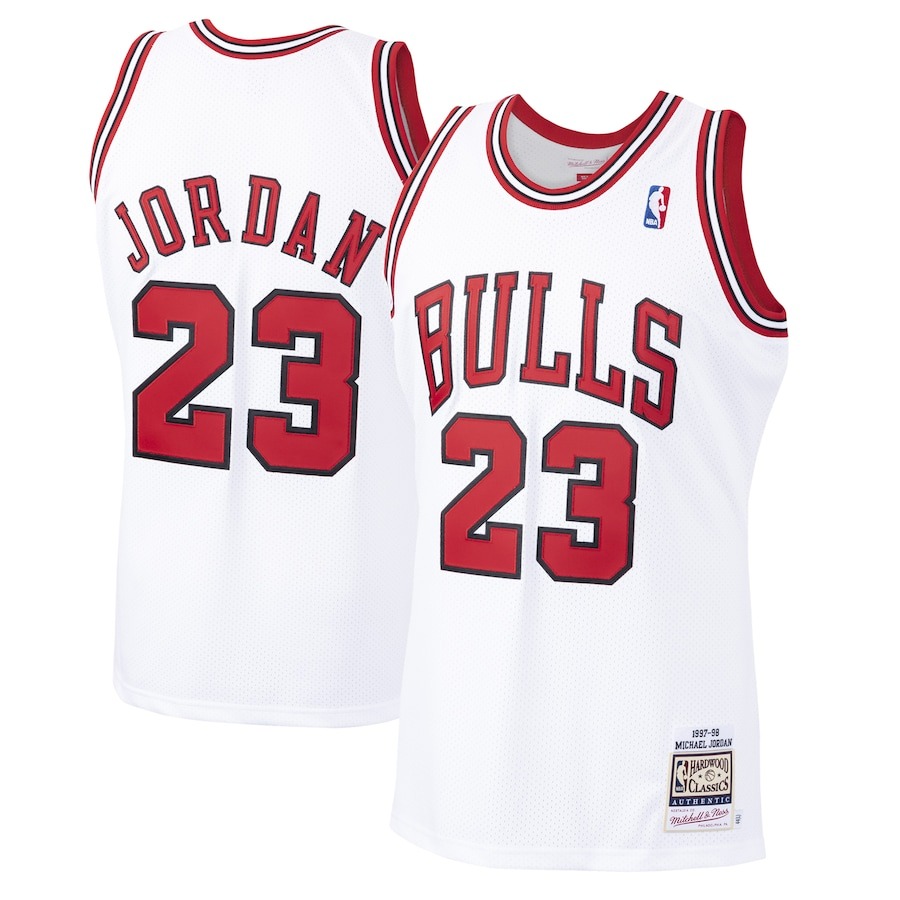 Men's Chicago Bulls Michael Jordan Mitchell & Ness White 1997/98 Hardwood Classics Authentic Jersey - Jersey