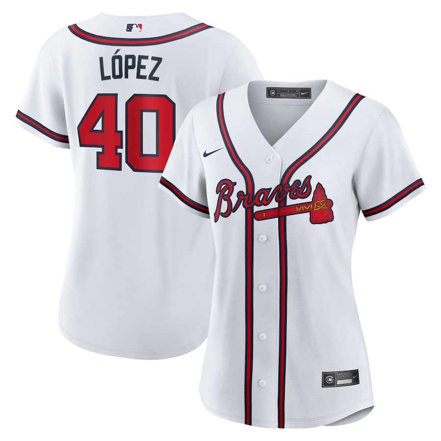 Women's Atlanta Braves Reynaldo Lopez Nike White Home Replica Jersey - Jersey