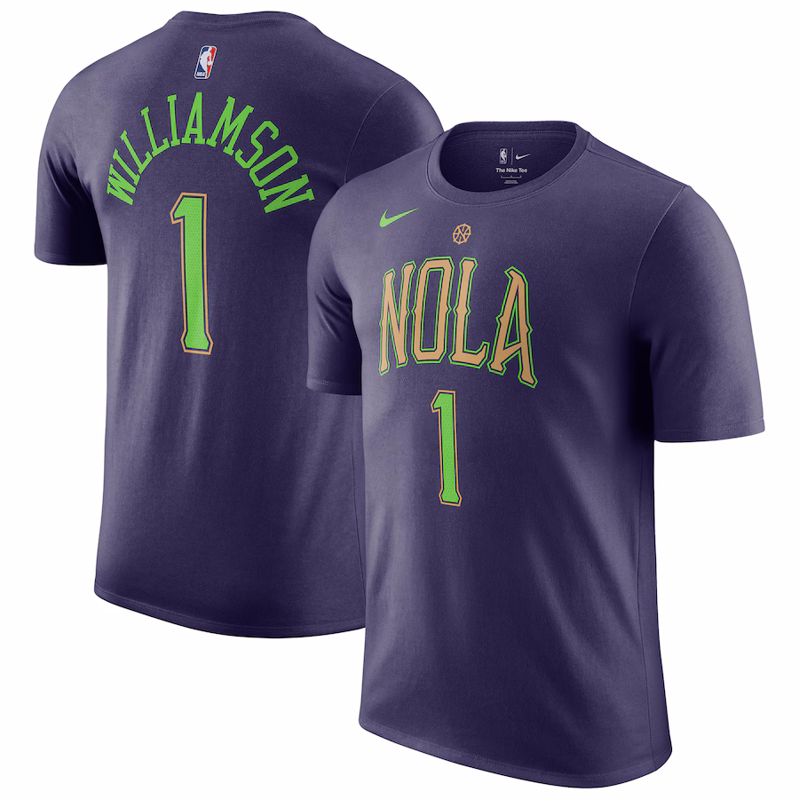 Men's New Orleans Pelicans Zion Williamson Nike Purple 2024/25 City Edition Name & Number T-Shirt - Jersey