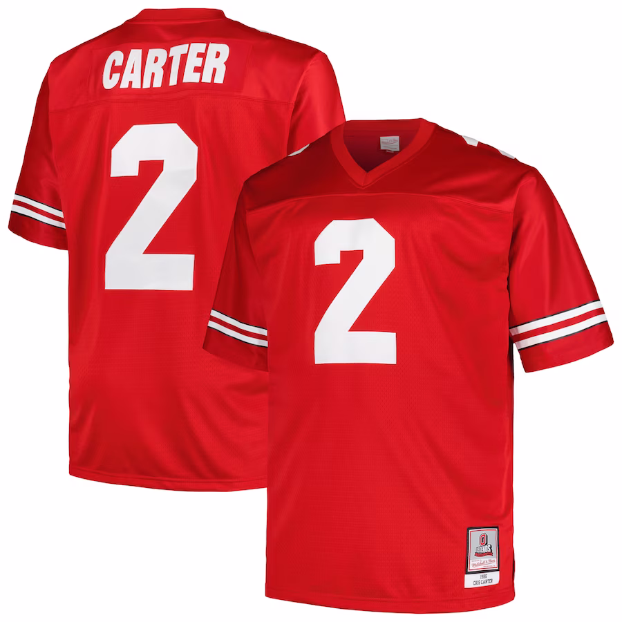 Cris Carter Ohio State Buckeyes Mitchell & Ness Big & Tall Legacy Jersey - Scarlet - Jersey