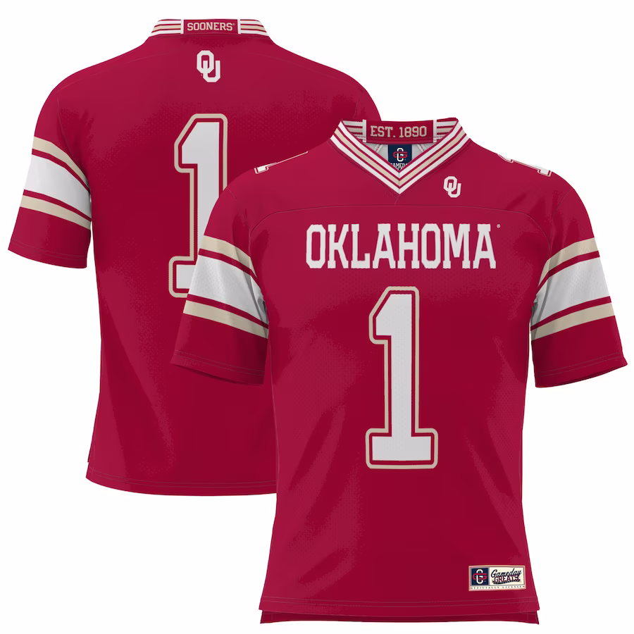 #1 Oklahoma Sooners GameDay Greats Football Jersey - Crimson - Jersey