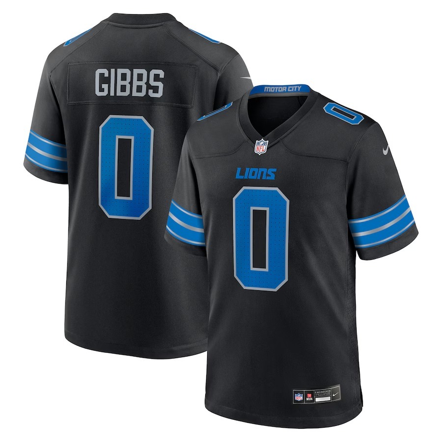 Men's Detroit Lions Jahmyr Gibbs Nike Black 2nd Alternate Game Player Jersey - Jersey