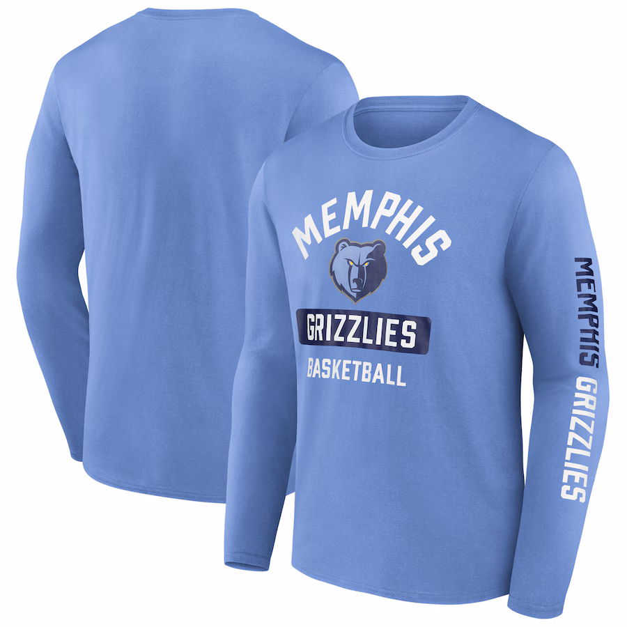 Men's Memphis Grizzlies  Fanatics Light Blue Long Sleeve T-Shirt - Jersey