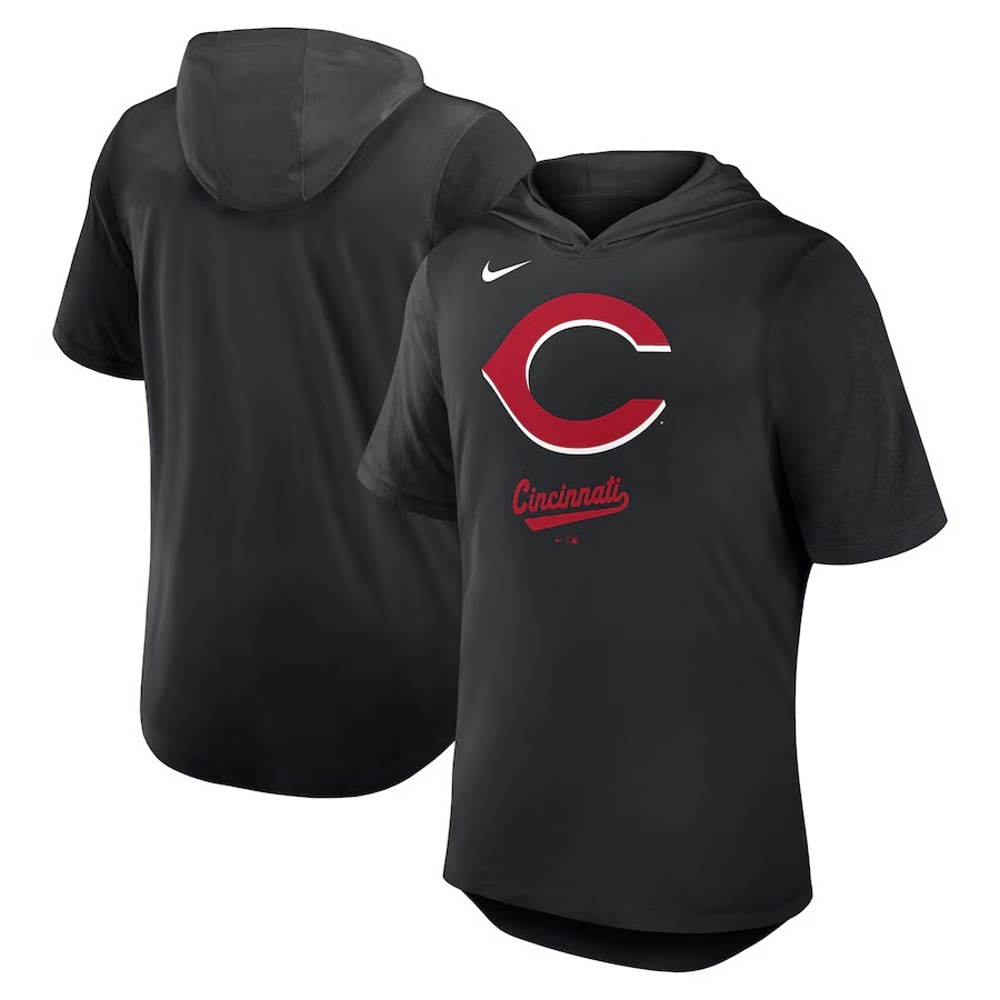 Men's Cincinnati Reds Nike Black Tri-Blend Hoodie T-Shirt - Jersey