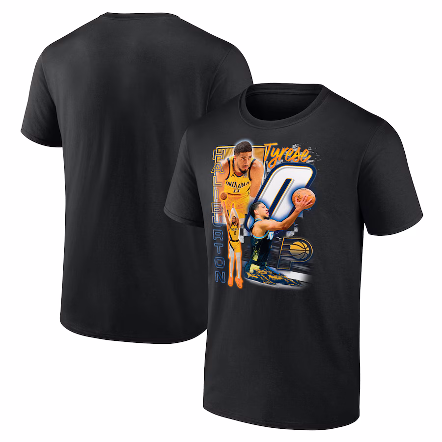 Men's Indiana Pacers Tyrese Haliburton Black Notorious 3.0 Player T-Shirt - Jersey