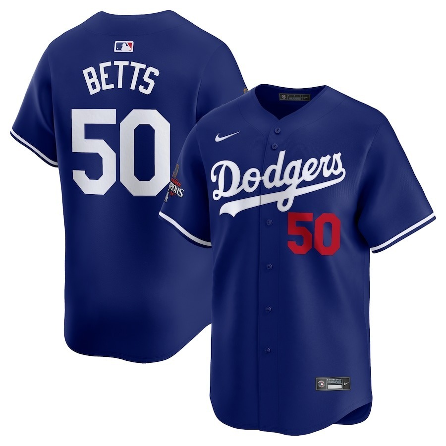 Men's Los Angeles Dodgers Mookie Betts Nike Royal 2024 World Series Champions Alternate Limited Player Jersey - Jersey