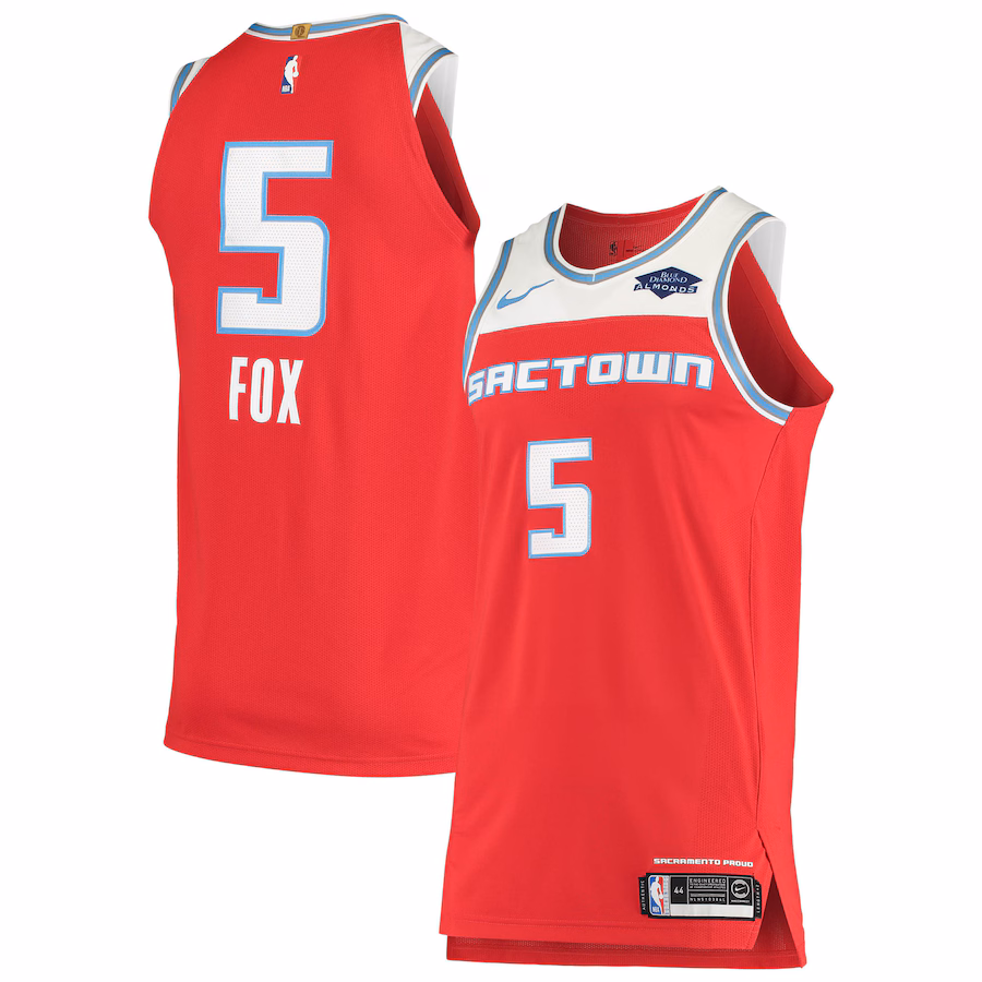Men's Sacramento Kings De'Aaron Fox Nike Red Authentic Badge Jersey - City Edition - Jersey