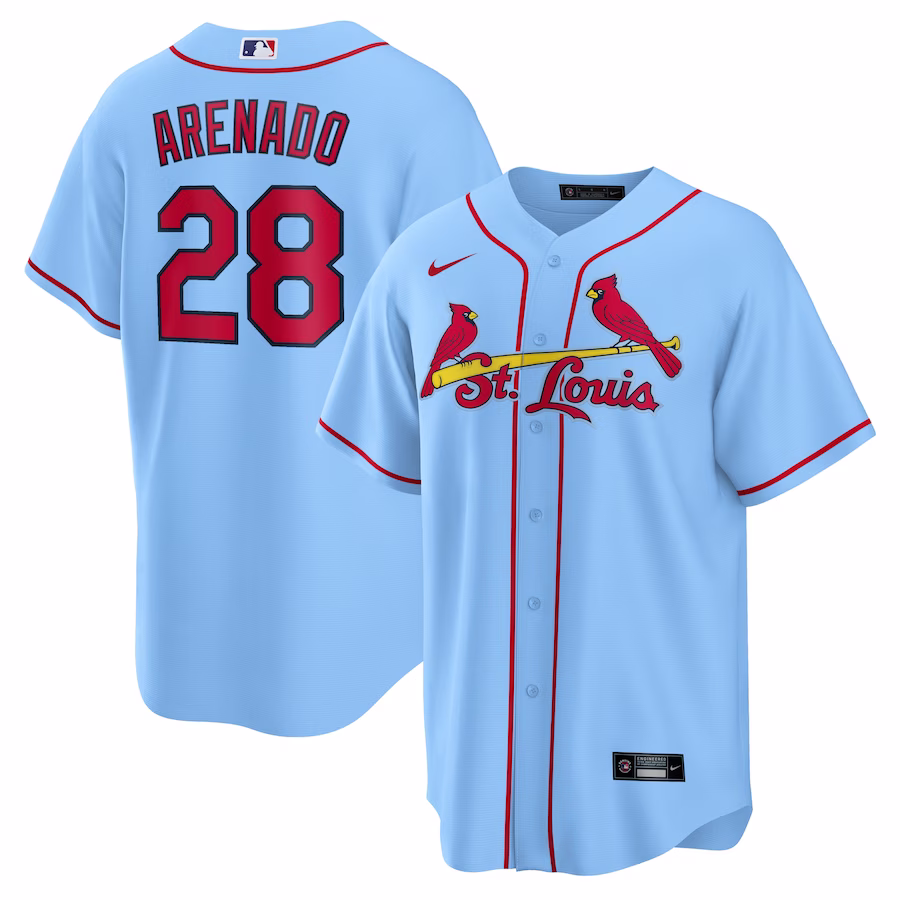 Men's St. Louis Cardinals Nolan Arenado Nike Light Blue Alternate Official Replica Player Jersey - Jersey