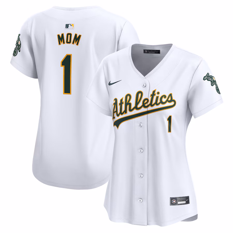 Women's Oakland Athletics Nike White #1 Mom Home Limited Jersey - Jersey