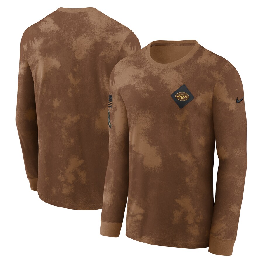 Men's New York Jets  Nike Brown Salute To Service Long Sleeve T-Shirt - Jersey