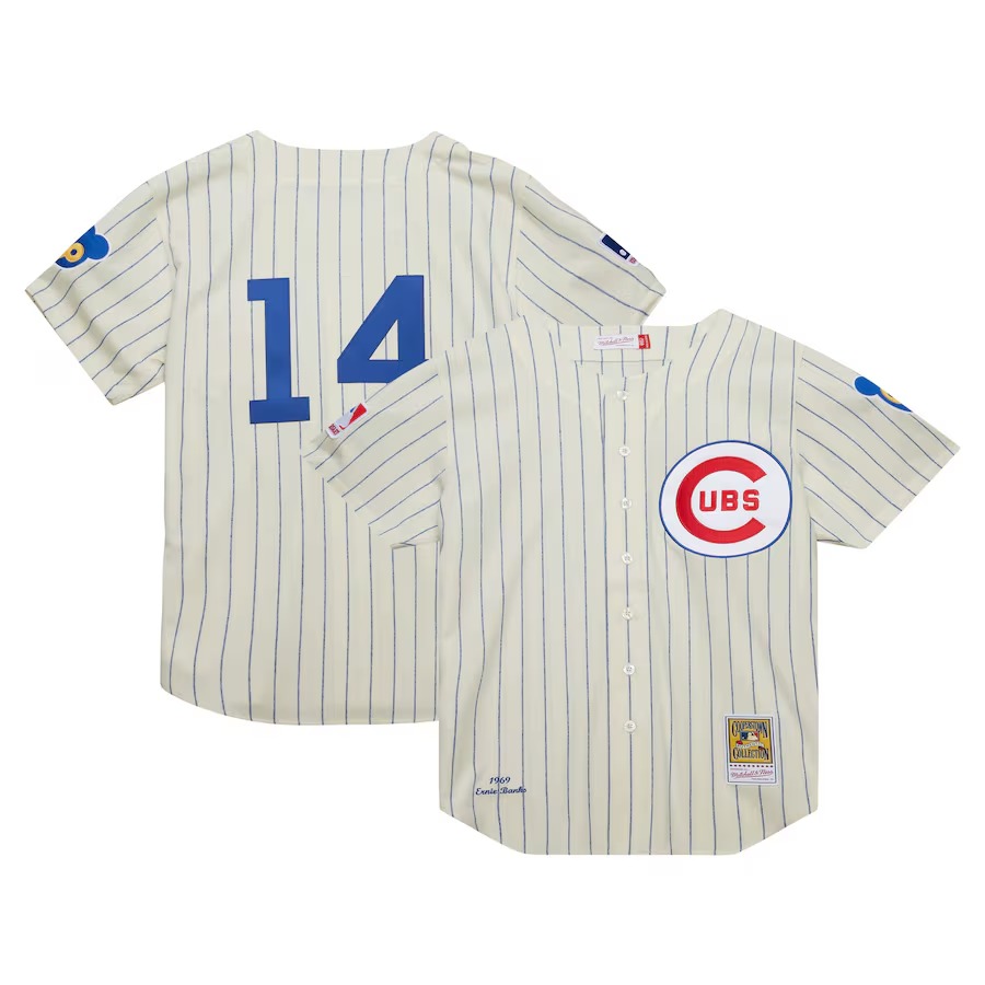 Men's Chicago Cubs Ernie Banks Mitchell & Ness Cream Cooperstown Collection 1969 Authentic Jersey - Jersey
