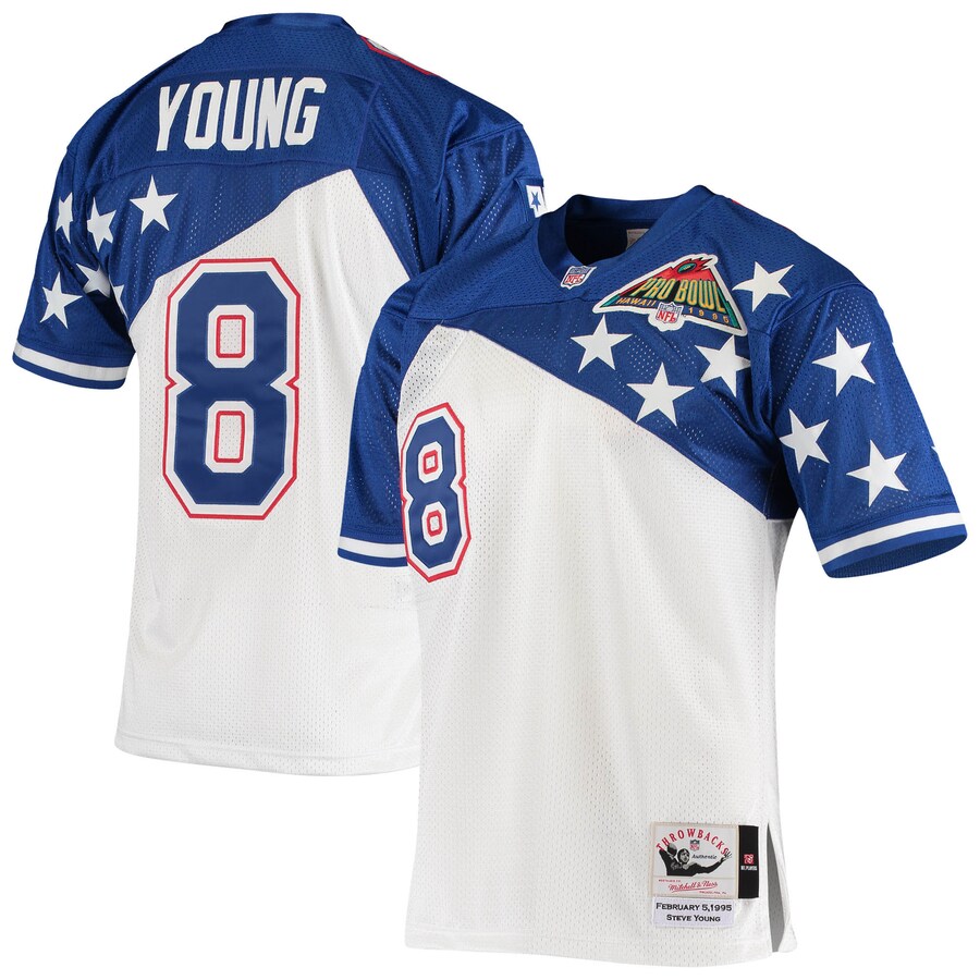 Men's NFC Steve Young Mitchell & Ness White/Blue 1994 Pro Bowl Authentic Jersey - Jersey