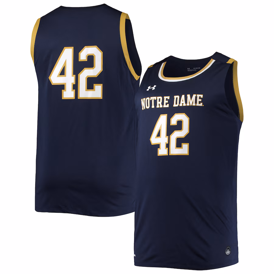 Men's Under Armour #42 Navy Notre Dame Fighting Irish Replica Basketball Jersey - Jersey