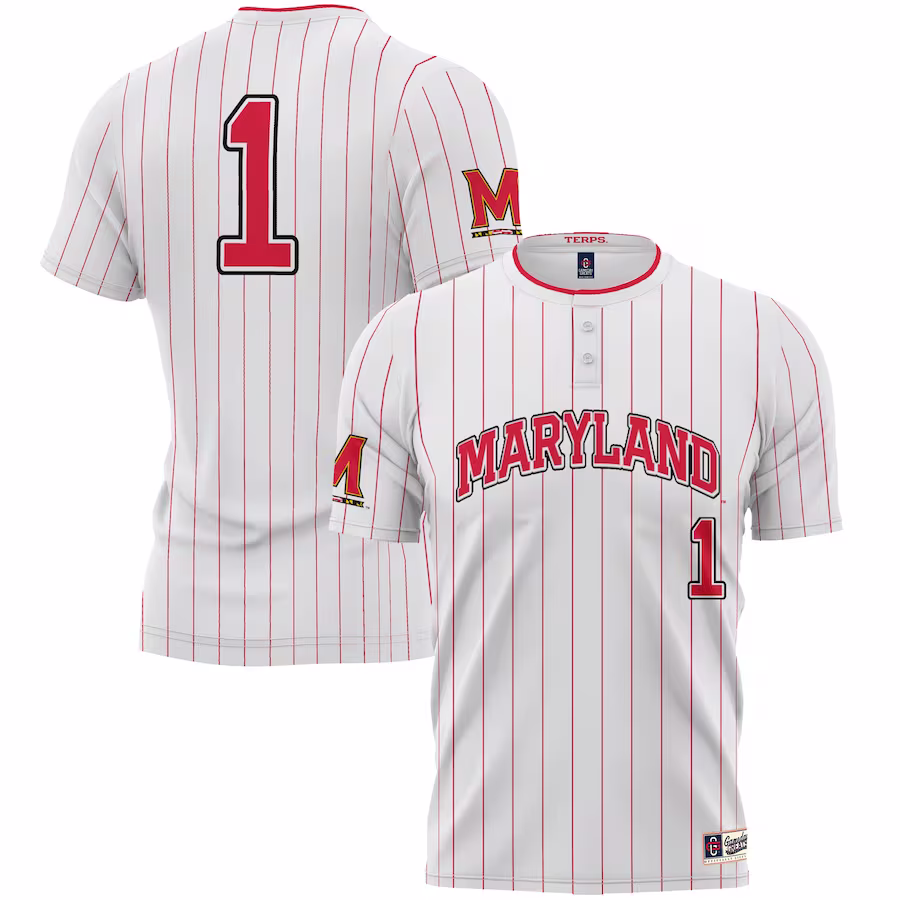 #1 Maryland Terrapins GameDay Greats Lightweight Softball Jersey - White - Jersey