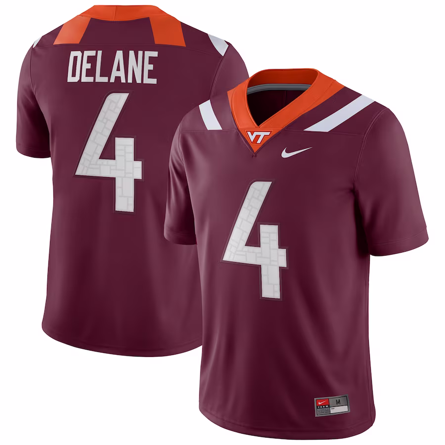 Mansoor Delane Virginia Tech Hokies Nike NIL Football Game Jersey - Maroon - Jersey