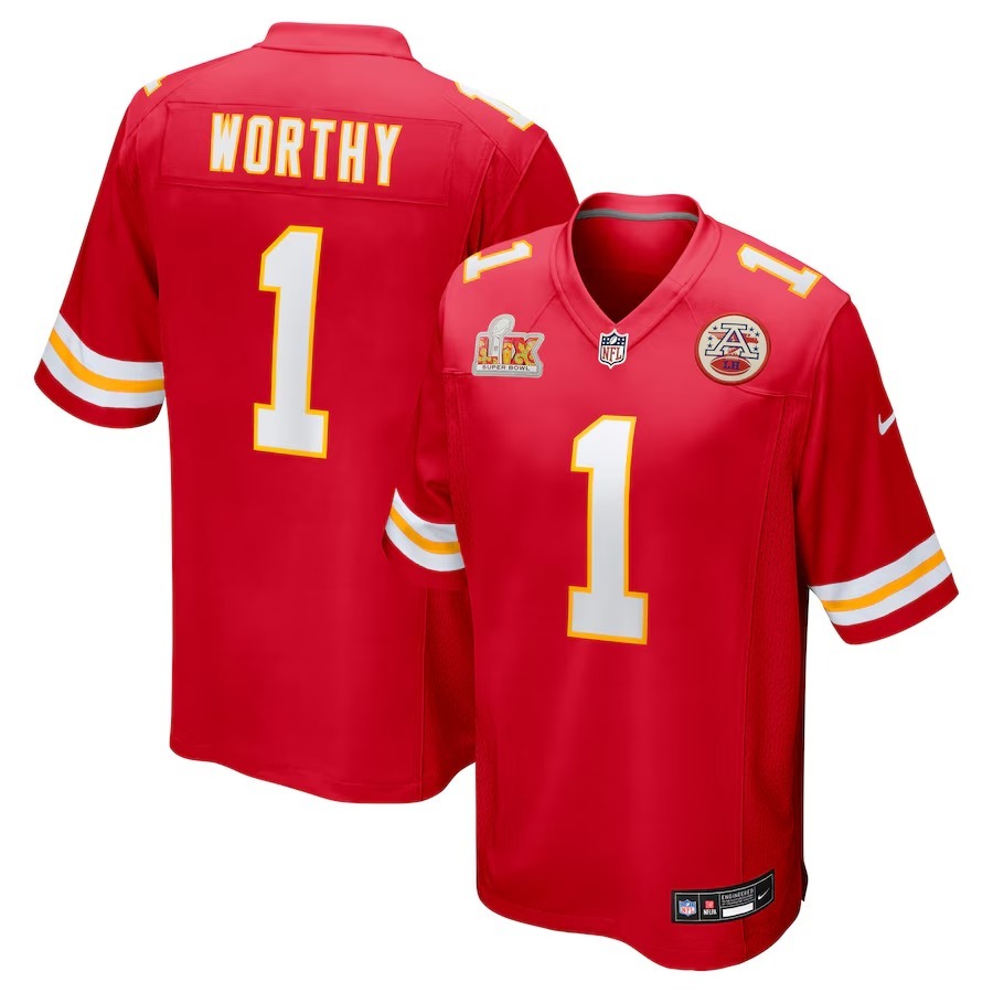 Men's Kansas City Chiefs Xavier Worthy Nike Red Super Bowl LIX Game Jersey - Jersey
