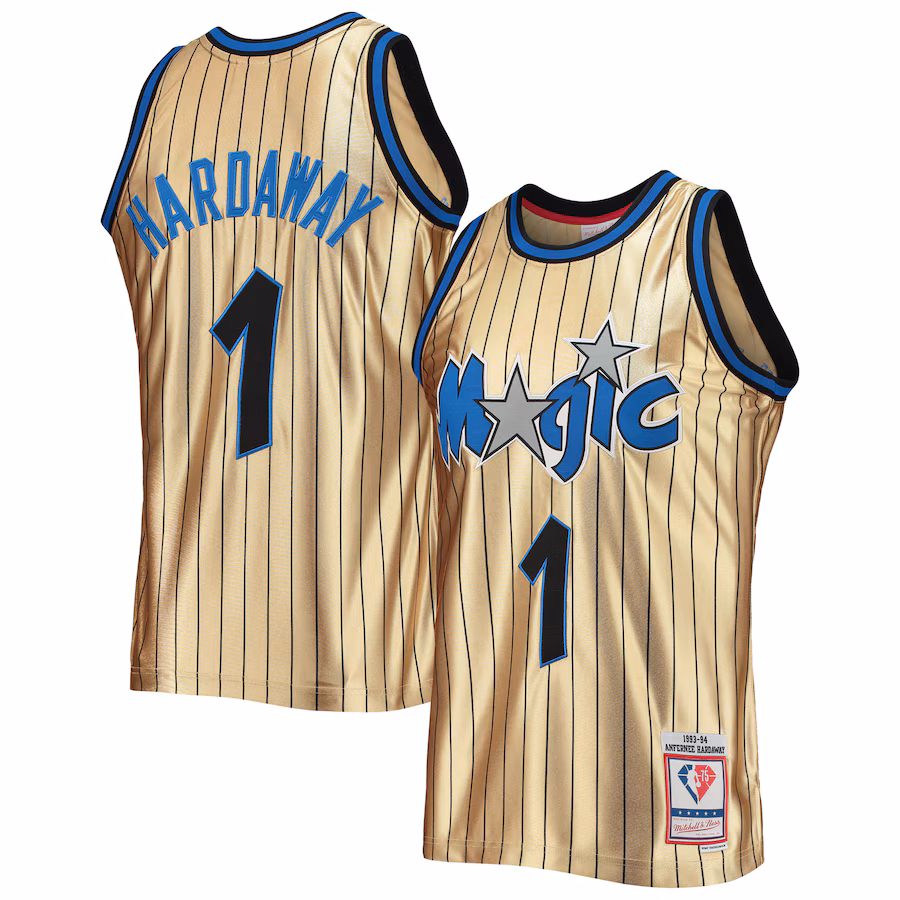 Men's Orlando Magic Penny Hardaway Gold Mitchell & Ness 75th Anniversary 1993/94 Hardwood Classics Swingman Jersey - Jersey