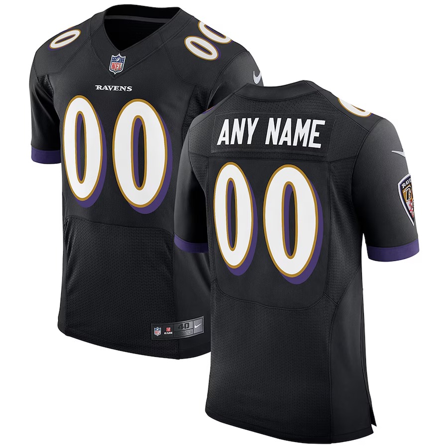 Men's Baltimore Ravens Nike Black Speed Machine Elite Custom Jersey - Jersey