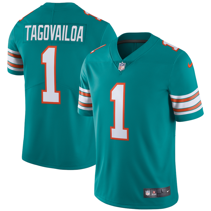 Men's Miami Dolphins Tua Tagovailoa Nike Aqua Alternate Vapor Limited Jersey - Jersey