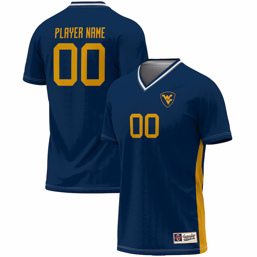 West Virginia Mountaineers GameDay Greats Youth Pick-A-Player NIL Lightweight Soccer Jersey - Navy - Jersey