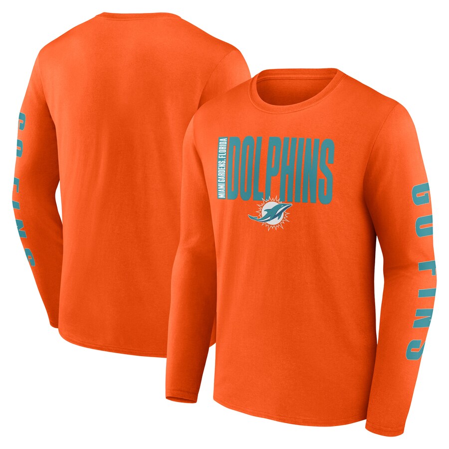 Men's Miami Dolphins  Fanatics Orange Big & Tall Vision Long Sleeve T-Shirt - Jersey