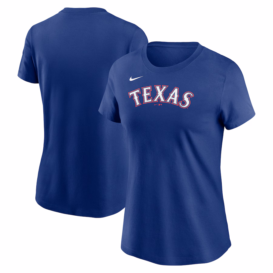 Women's Texas Rangers Nike Royal Fuse Wordmark T-Shirt - Jersey