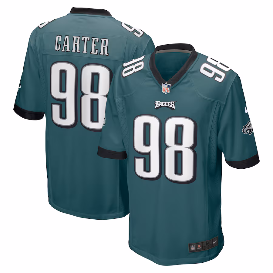 Men's Philadelphia Eagles Jalen Carter Nike Midnight Green 2023 NFL Draft First Round Pick Game Jersey - Jersey