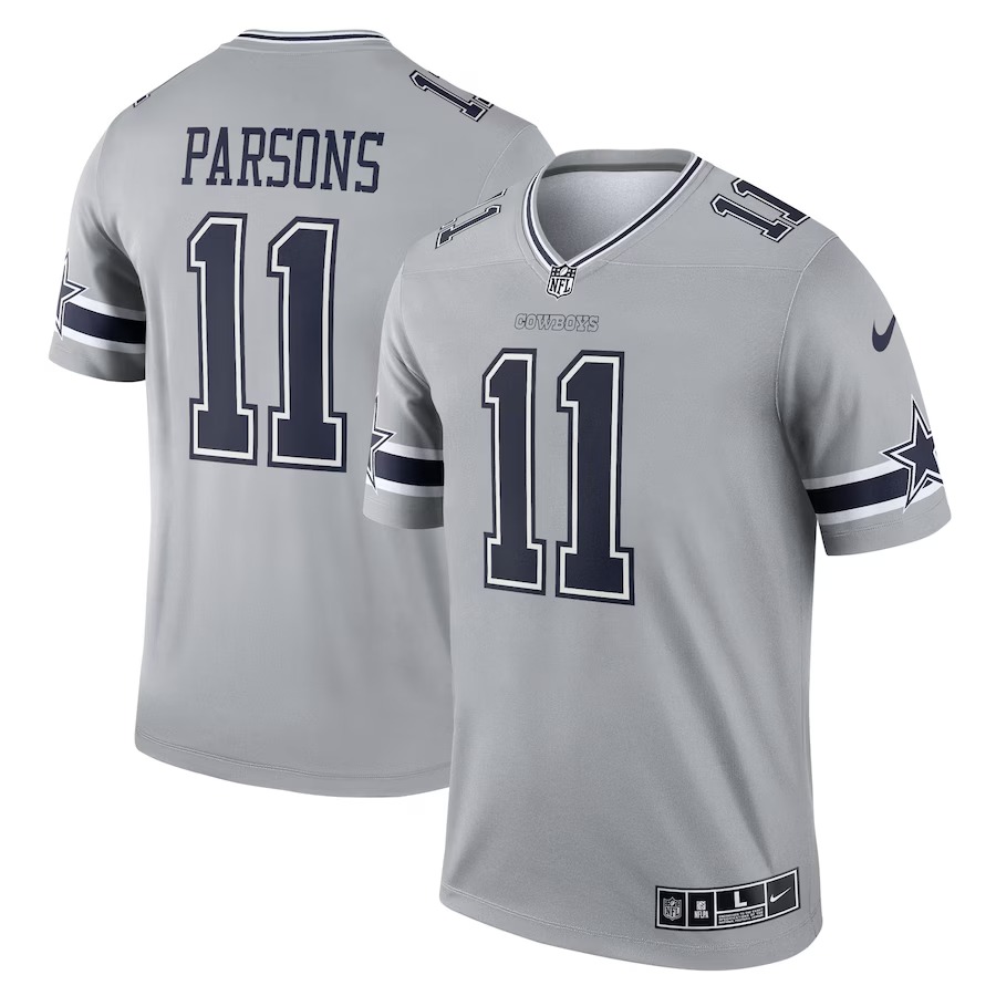 Men's Dallas Cowboys Micah Parsons Nike Gray Inverted Legend Player Performance Top - Jersey