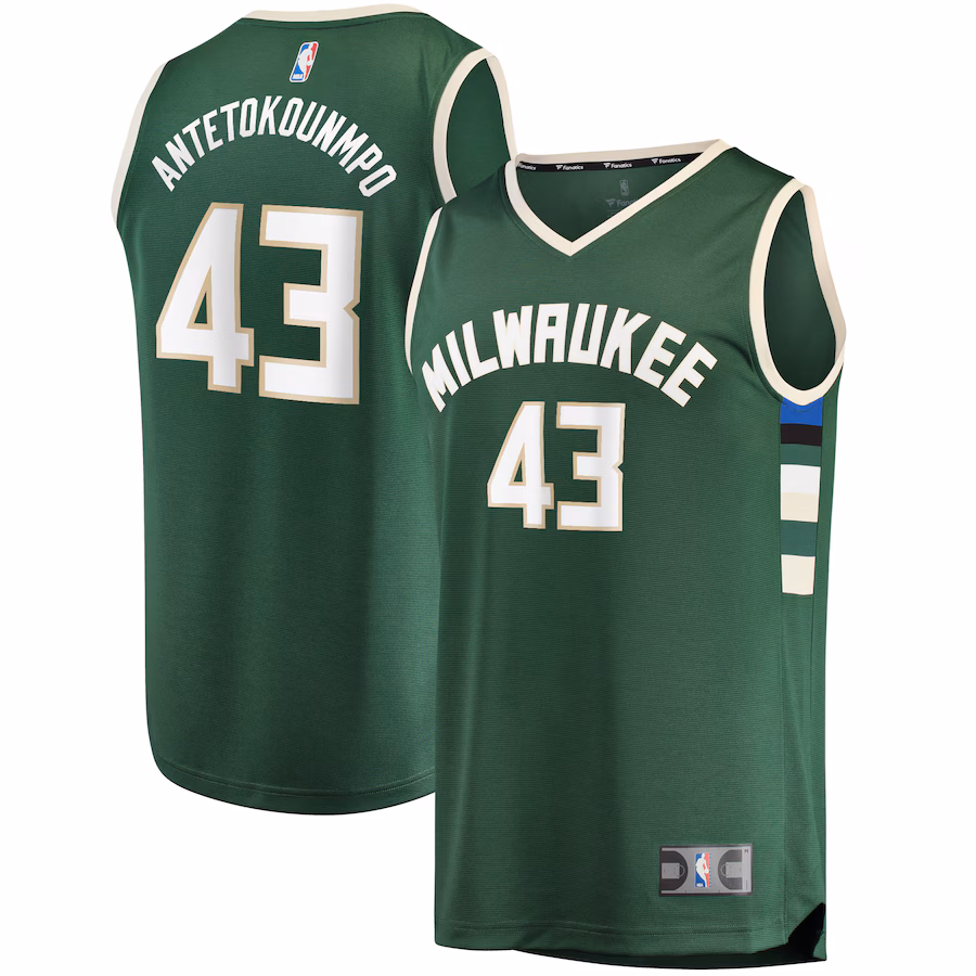 Men's Milwaukee Bucks Thanasis Antetokounmpo Fanatics Hunter Green Fast Break Replica Player Jersey - Icon Edition - Jersey