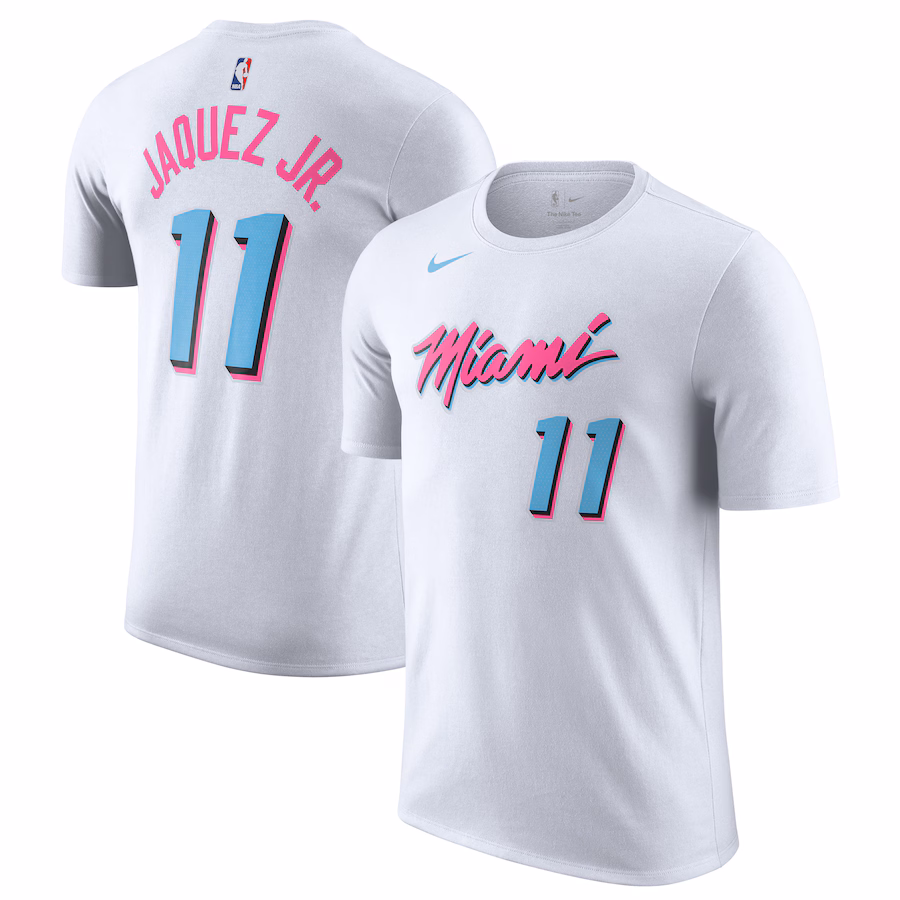 Men's Miami Heat Jaime Jaquez Jr. Nike White 2024/25 City Edition Name & Number T-Shirt - Jersey