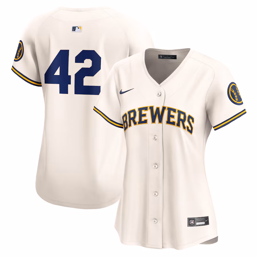 Women's Milwaukee Brewers  Nike Cream 2024 Jackie Robinson Day Home Limited Jersey - Jersey