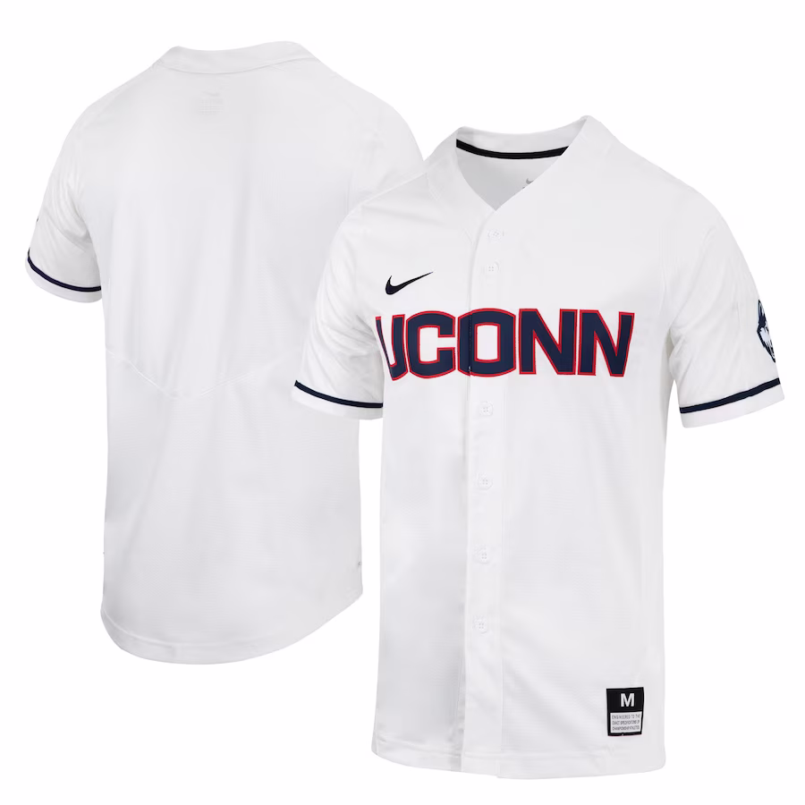 UConn Huskies Nike Replica Full-Button Baseball Jersey - White - Jersey